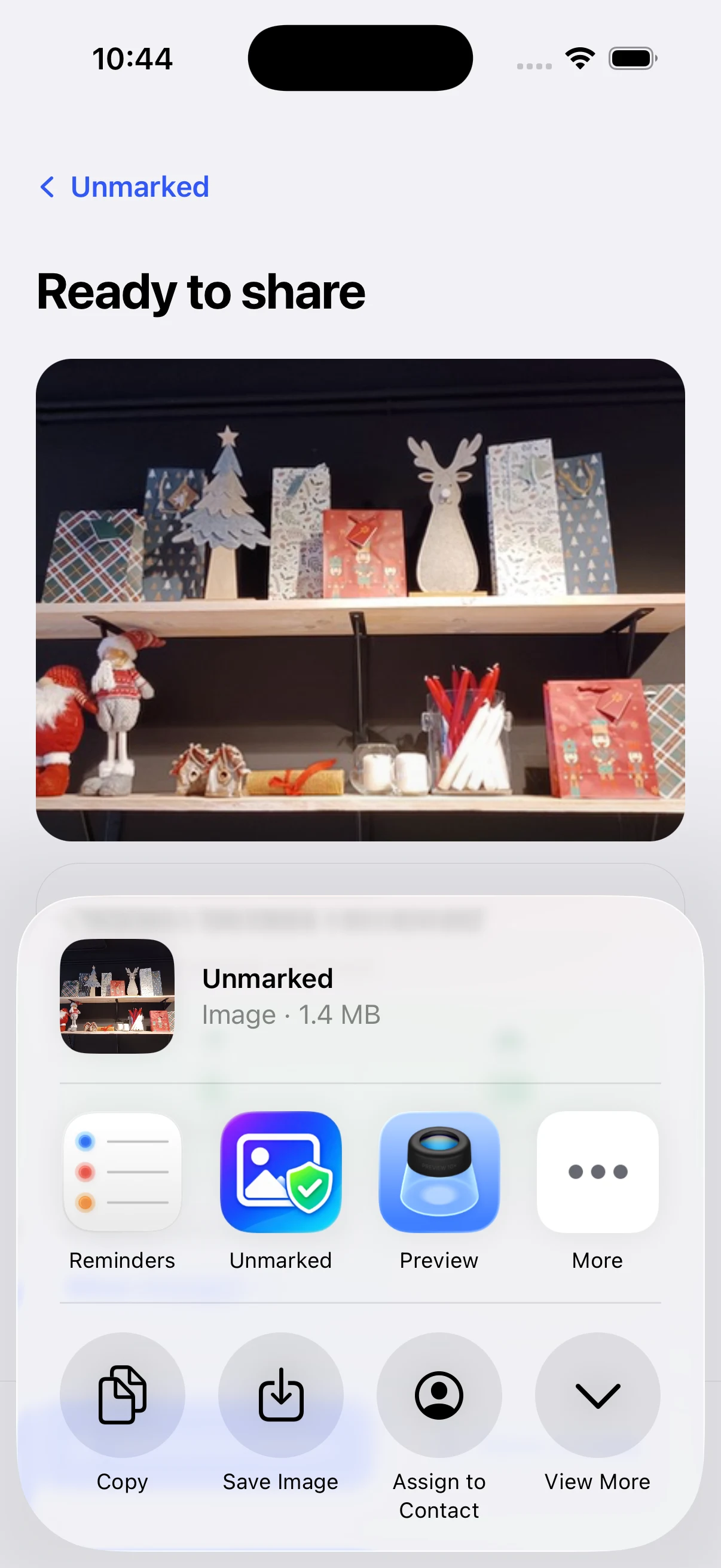 Unmarked iPhone share handoff for a protected copy
